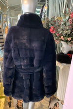 Load image into Gallery viewer, Stunning  Dyed Blue MINK Fur Stroller Coat with Belt