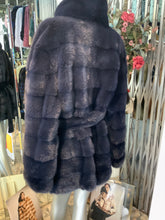 Load image into Gallery viewer, Stunning  Dyed Blue MINK Fur Stroller Coat with Belt