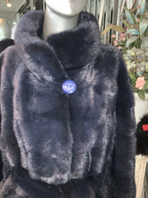 Load image into Gallery viewer, Stunning  Dyed Blue MINK Fur Stroller Coat with Belt