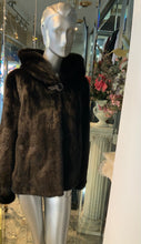 Load image into Gallery viewer, Classic Black Ranch Mink Fur Jacket with Double Fur Hood NEW SALE PRICE!