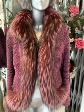 Load image into Gallery viewer, Stunning Swakara Fur Jacket with Fox Fur Tuxedo Trim