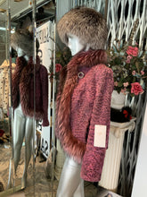 Load image into Gallery viewer, Stunning Swakara Fur Jacket with Fox Fur Tuxedo Trim