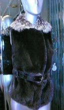 Load image into Gallery viewer, Stunning Black Ranch Mink Fur Vest with Silver Fox Fur Collar Notch Collar