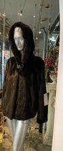 Load image into Gallery viewer, Classic Black Ranch Mink Fur Jacket with Double Fur Hood NEW SALE PRICE!
