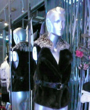 Load image into Gallery viewer, Stunning Black Ranch Mink Fur Vest with Silver Fox Fur Collar Notch Collar