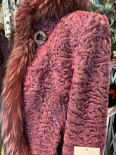 Load image into Gallery viewer, Stunning Swakara Fur Jacket with Fox Fur Tuxedo Trim