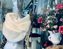 Load image into Gallery viewer, Winter White Mink Fur Shawl Stole Perfect for Brides