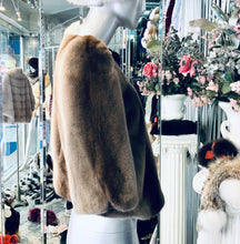 Load image into Gallery viewer, Champagne Taupe Beige Mink Fur Bolero Ruched Shoulders
