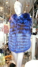 Load image into Gallery viewer, Rare and Gorgeous Shade Fox Fur Vest with Hood Royal Blue