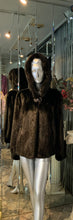 Load image into Gallery viewer, Classic Black Ranch Mink Fur Jacket with Double Fur Hood NEW SALE PRICE!