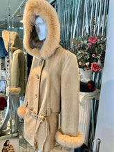 Load image into Gallery viewer, Genuine Shearling Fur Short Coat with Fox Fur Trim Hood ON SALE!