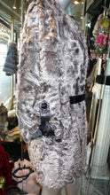 Load image into Gallery viewer, Modern Two Tonal Grey Silver Kalgan Lamb Fur Stroller Coat with Leather Detail