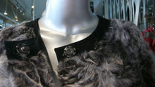 Load image into Gallery viewer, Modern Two Tonal Grey Silver Kalgan Lamb Fur Stroller Coat with Leather Detail