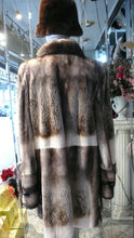 Load image into Gallery viewer, Off White Mink Fur Two Tone Stroller Coat with Collar Brown