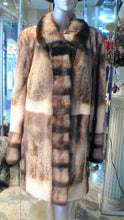 Load image into Gallery viewer, Off White Mink Fur Two Tone Stroller Coat with Collar Brown