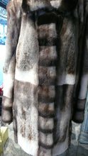 Load image into Gallery viewer, Off White Mink Fur Two Tone Stroller Coat with Collar Brown