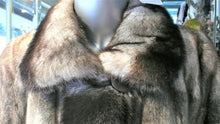 Load image into Gallery viewer, Off White Mink Fur Two Tone Stroller Coat with Collar Brown
