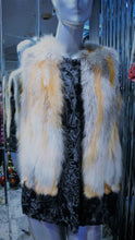Load image into Gallery viewer, Black SWAKARA Fur Vest with Red Fox Fur Front Back Trim PREMIER FURS