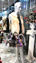 Load image into Gallery viewer, Black SWAKARA Fur Vest with Red Fox Fur Front Back Trim PREMIER FURS
