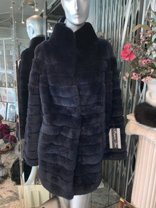 REX Fur Stroller Coat Beautiful Shade of Blue