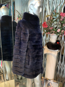 REX Fur Stroller Coat Beautiful Shade of Blue