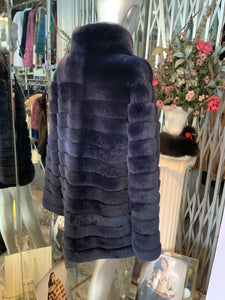 REX Fur Stroller Coat Beautiful Shade of Blue
