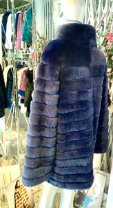 REX Fur Stroller Coat Beautiful Shade of Blue