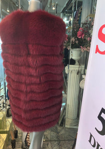 Fox Fur Vest in Burgundy Color Modern