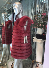 Load image into Gallery viewer, Fox Fur Vest in Burgundy Color Modern

