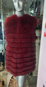Fox Fur Vest in Burgundy Color Modern