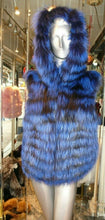 Load image into Gallery viewer, Rare and Gorgeous Shade Fox Fur Vest with Hood Royal Blue
