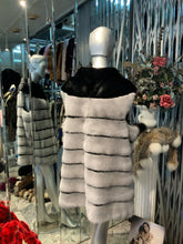 Load image into Gallery viewer, Sapphire Mink and Black Ranch Mink Fur Long Vest
