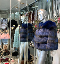 Load image into Gallery viewer, Royal Blue Silver Fox Fur Jacket Modern Youthful Very Stylish
