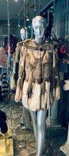 Load image into Gallery viewer, Sheared Mink Fur with Double Fur Hood Off-White Two Tonal
