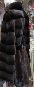 Exquisite Mink Fur Stroller Coat Swing Style Hemline Luxury Fur