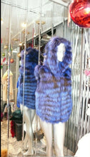 Load image into Gallery viewer, Rare and Gorgeous Shade Fox Fur Vest with Hood Royal Blue
