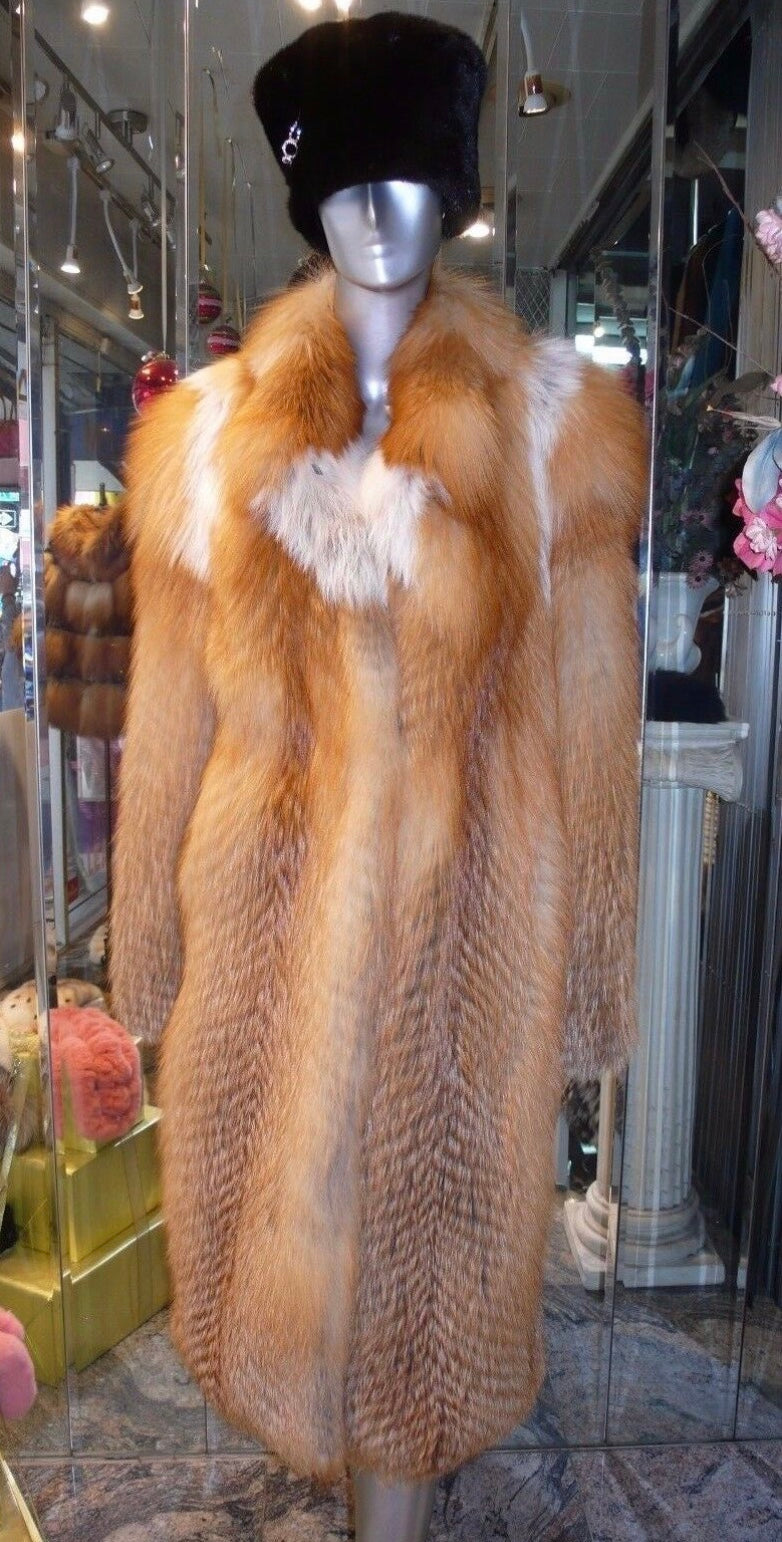 Stunning Natural Red Fox Fur Coat Warm & Light Swing Style Stroller