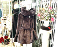 Load image into Gallery viewer, Stunning Shade Dark Graphite Grey Mink Fur Stroller with Hood &amp; Belt
