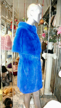 Load image into Gallery viewer, Stunning Neon Blue Mink Fur Modern Vest Cape Shoulder Line Hard to Find Shade
