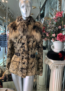 Unique Swakara Lamb Fur Jacket with Fox Fur Attached Collar