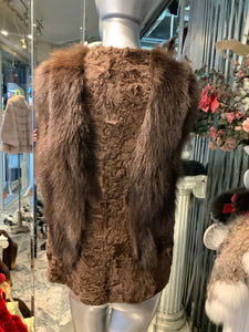 Honey Brown Swakara & Fox Fur Vest