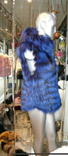 Load image into Gallery viewer, Rare and Gorgeous Shade Fox Fur Vest with Hood Royal Blue
