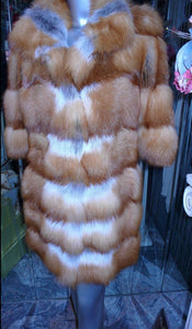 Natural Red Fox Fur Stroller Coat Gorgeous Modern Style