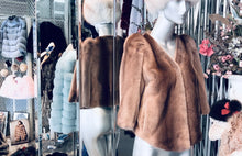 Load image into Gallery viewer, Champagne Taupe Beige Mink Fur Bolero Ruched Shoulders
