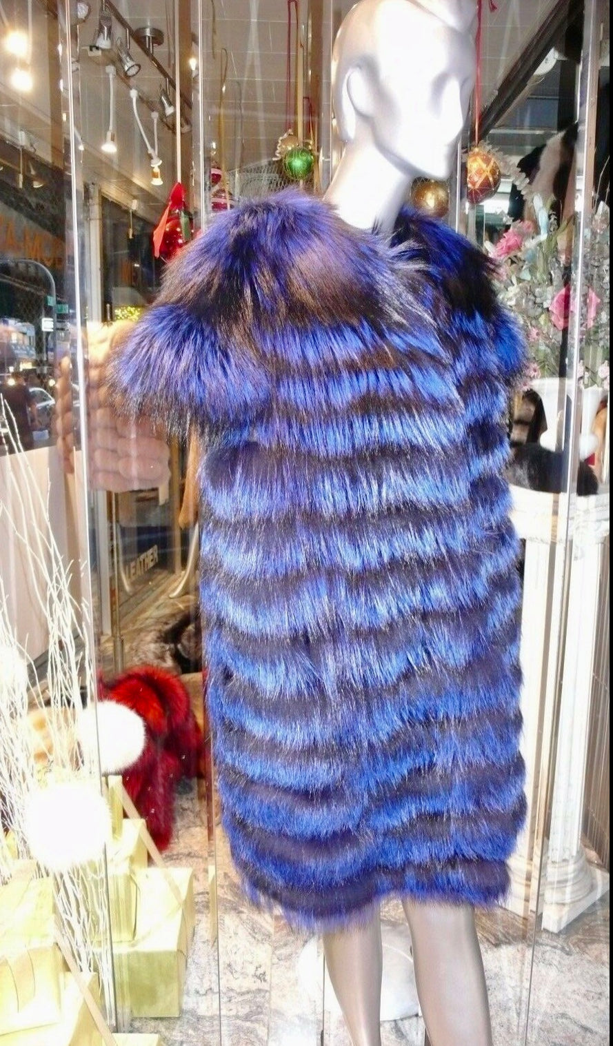 Amazing Shade Royal Blue Fox Fur Stroller Modern Coat SPECIAL SALE NOW!!