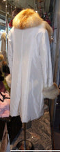 Load image into Gallery viewer, DESIGNER Raincoat with GOLDEN ISLAND Fox Fur Scalloped Tuxedo Collar and CUFFS
