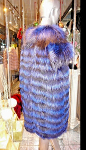 Amazing Shade Royal Blue Fox Fur Stroller Modern Coat SPECIAL SALE NOW!!
