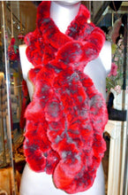 Load image into Gallery viewer, Lovely Rex Fur Scarf Red Long Scarf Unique Design
