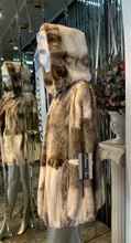 Load image into Gallery viewer, Sheared Mink Fur with Double Fur Hood Off-White Two Tonal
