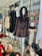Load image into Gallery viewer, Stunning Shade Dark Graphite Grey Mink Fur Stroller with Hood &amp; Belt
